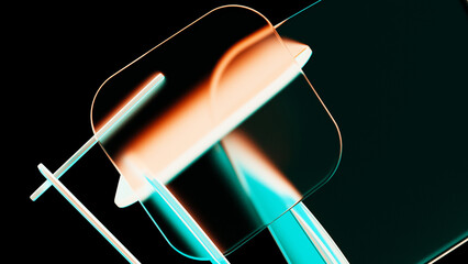 Abstract 3d background wallpaper with glass squares with colorful light emitter iridescent neon holographic gradient. Gradient design element for banners, backgrounds, wallpapers and covers.