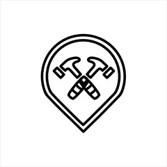 Under contruction design black in white line. Under construction sign poster.