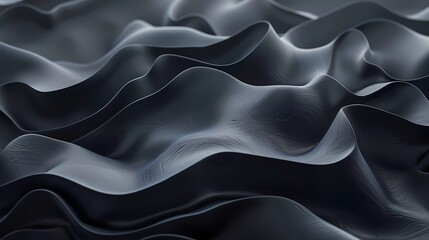 Obraz premium Abstract Minimalist Dark and Gray Flowing Smooth Wavy Lines Pattern, Elegant and Stylish 3D Rendering Background