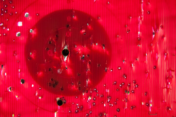 Old practice shooting target, damaged gun, bullet traces