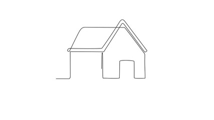 Animated self drawing of Spain traditional house video design illustration. Europe country traditional house in simple linear style video design concept. Historical education for all students people