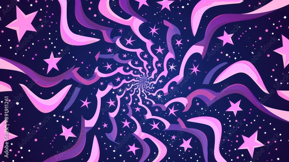 Poster abstract colorful background with many stars and swirls
