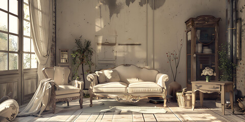 French Country Living Room Mockup 
