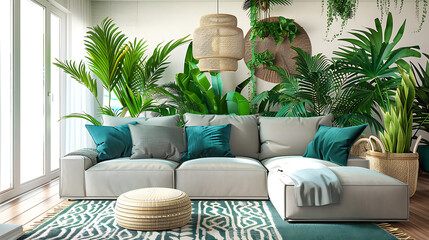 Tropical Paradise Living Room Mockup 