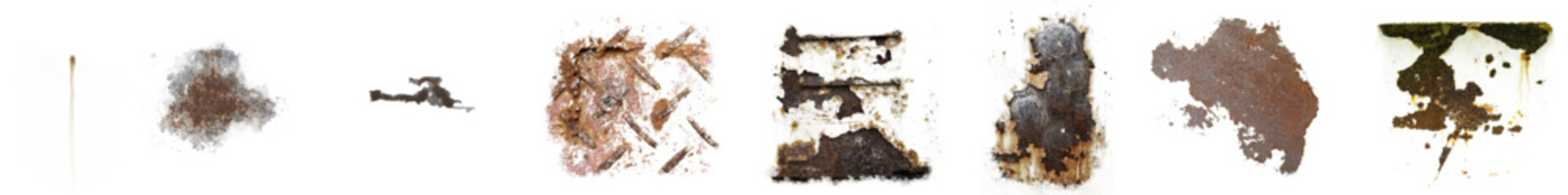Pack x 8, Set of 8 High-Resolution Rust Stains PNG with Transparent Background for Graphic Design and Creative Projects