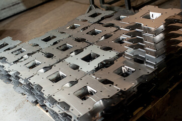 Bending and processing of metal at a factory on a machine