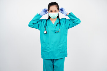 Female nurse isolated background