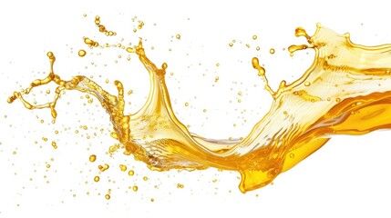 Cooking oil splash frozen in motion, isolated on white, emphasizing fluidity and form
