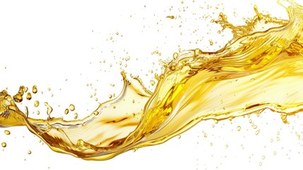 Fototapeta premium Golden splash of cooking oil, isolated on white, highlighting the beauty of liquid movement