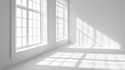 minimalistic windows shadow on white background