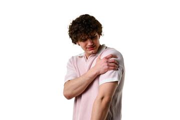 Man is suffering from brachial plexopathy. Feeling pain from traumatizing shoulder muscle. Struggling with swelling from deep vein thrombosis.