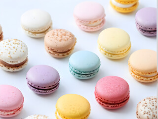Obraz premium colorful macaroons on a white background. Generative AI.