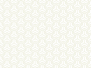 和柄パターンのシームレスな背景壁紙素材、金色の毘沙門亀甲の模様のベクターイラスト