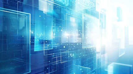 Obraz premium High tech abstract background with overlapping digital screens and transparent elements for business solutions