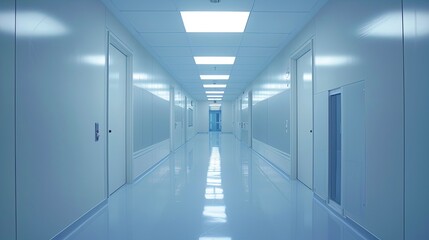 sterile corridors hightech laboratory shine clinical lighting