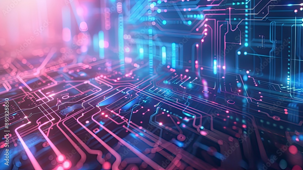 Aufkleber a modern abstract business technology background with digital circuit patterns and blue gradients