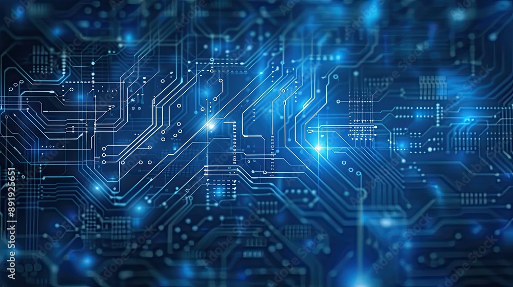 Poster a modern abstract business technology background with digital circuit patterns and blue gradients