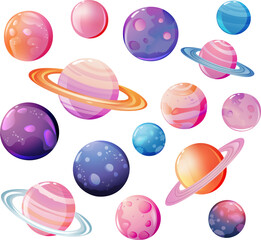 planets isolated on white background