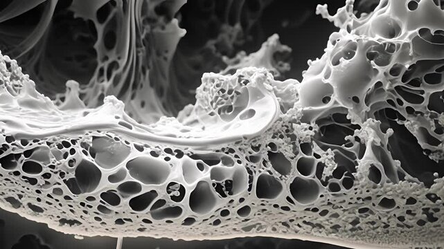An electron microscope image shows the dense and tightlypacked collagen fibers in cartilage crucial for shock absorption and smooth joint movement.