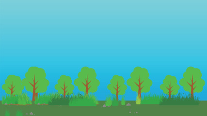 Obraz premium シームレスな森と空と山の風景素材