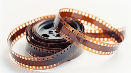 16mm film strip on white background with space for text