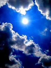 印象的な空　太陽光と雲とダークな空