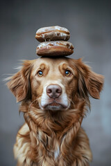 Dog Balancing Donuts: Comical Moment of Canine Self-Restraint Captured in Amusing Photo