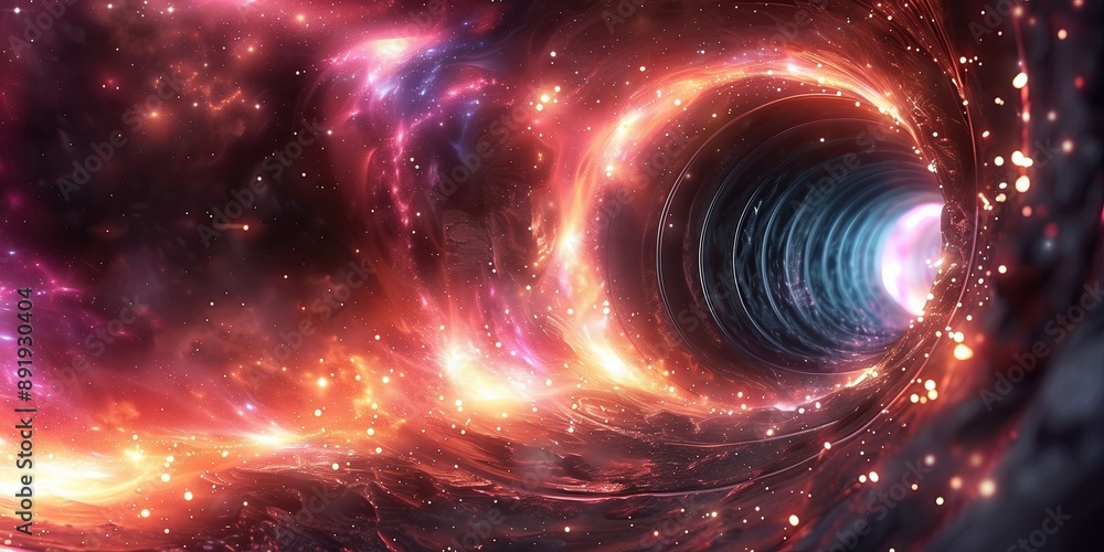 Poster abstract tech science background with cosmic swirl and vortex lights