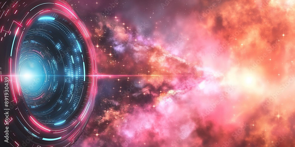 Aufkleber digital abstract technology science background with galactic art and vibrant colors for modern desig