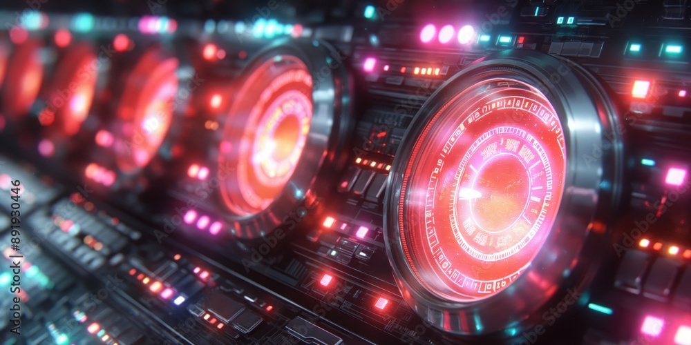 Aufkleber futuristic technology and science background with digital circuit board and glowing lights