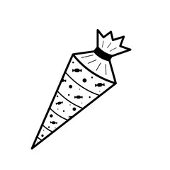 school cone icon, german tradition, zuckertute black vector symbol