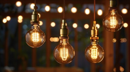 Obraz premium Vintage bulb lamps emitting a cozy glow