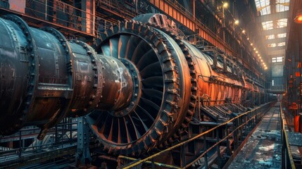Obraz premium Industrial turbine for efficient energy generation in the steel manufacturing sector