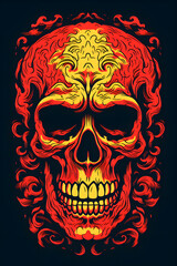 vintage style illustrated skull colorful, colorful skull vintage style illustrated, skull wallpaper