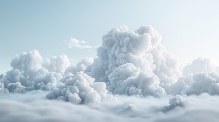 A serene view of fluffy white clouds in a blue sky, capturing the peaceful beauty of nature and the vastness of the atmosphere.