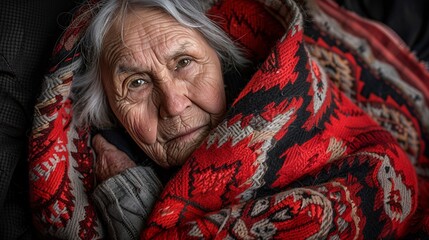 Elderly American individual in a stylish modern version of traditional clothing blending culture and contemporary design captured in high detail Stock Photo with copy space