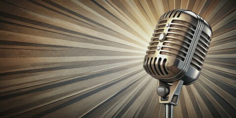 engraving style made microphone illustration hand old retro background interview studio isolated music mic vintage news equipment rock sound audio musical white