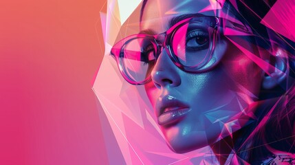 A captivating abstract artwork featuring geometric shapes and vibrant colors, creating a modern, energetic and visually striking composition that engages the viewer.