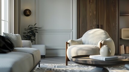 Living room with armchair and coffee table details