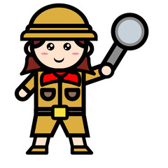 Obraz premium female archaeologist holding magnifying glass