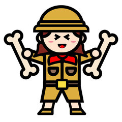 female archaeologist holding bones