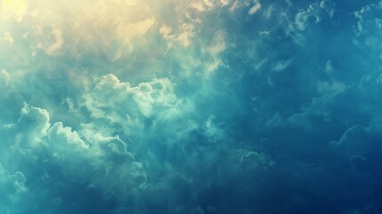 Fototapeta premium Ethereal Cloud Formations in a Tranquil Blue and Green Sky