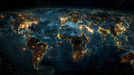 Obraz premium Perspectives on the global network viewed from space, illustrating the seamless sharing of data and information across the world.