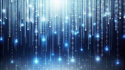 Digital abstract background with randomly falling digits and streaming binary code on a white background in a futuristic vector design.