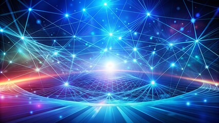 Obraz premium Vibrant blue gradient background illuminated by dark lights against a digital web design backdrop with mesmerizing colorful effects unfolding.