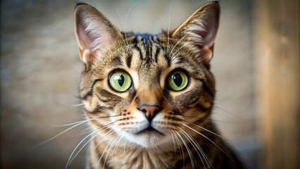 Perplexed tabby cat's wide eyes and tilted head convey utter confusion and uncertainty in a hilarious close-up portrait.
