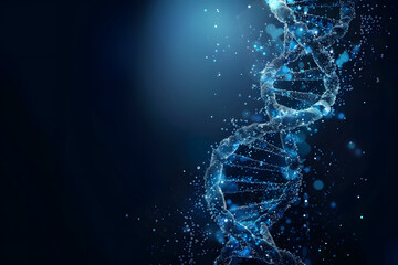 DNA helix on a dark blue background, abstract illustration. futuristic concept