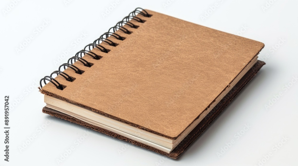 Poster notebook closed seen from above on white backdrop