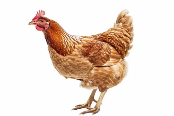 Fototapeta premium Textbook Style Isolated Drawn Chicken White Background Generative Illustration