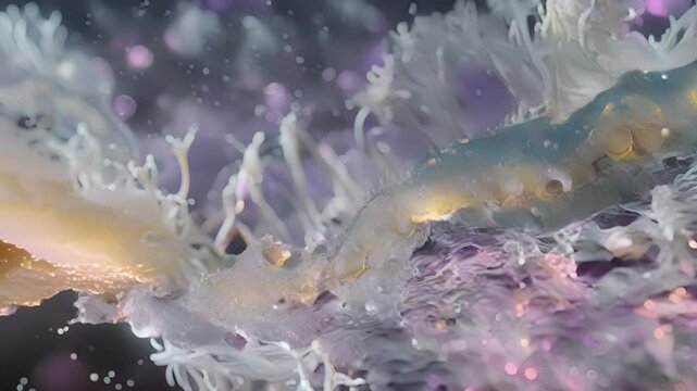A crosssectional view of the Golgi apparatus with proteins traveling through the various cisternae and being modified along the way.